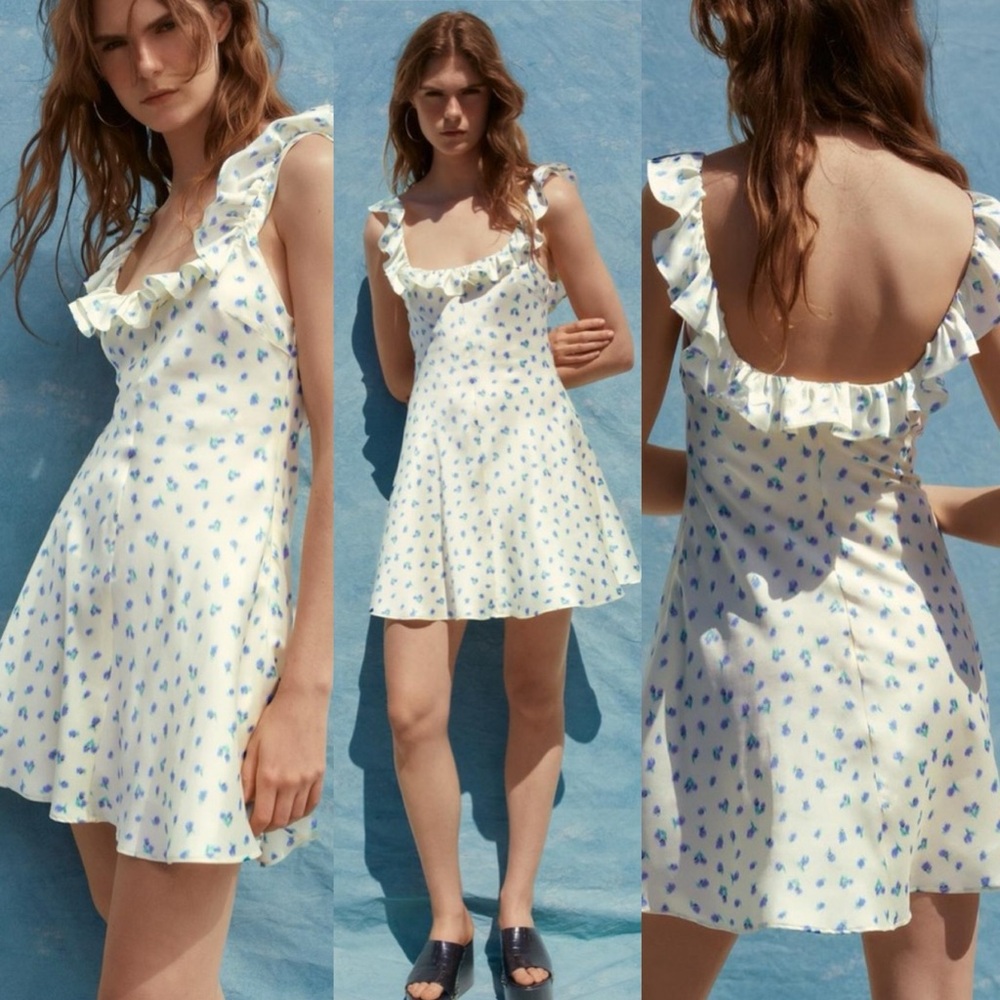 ❤️Zara Floral Ruffle light yellow dress brand new! Size Small! Never worn w/tags